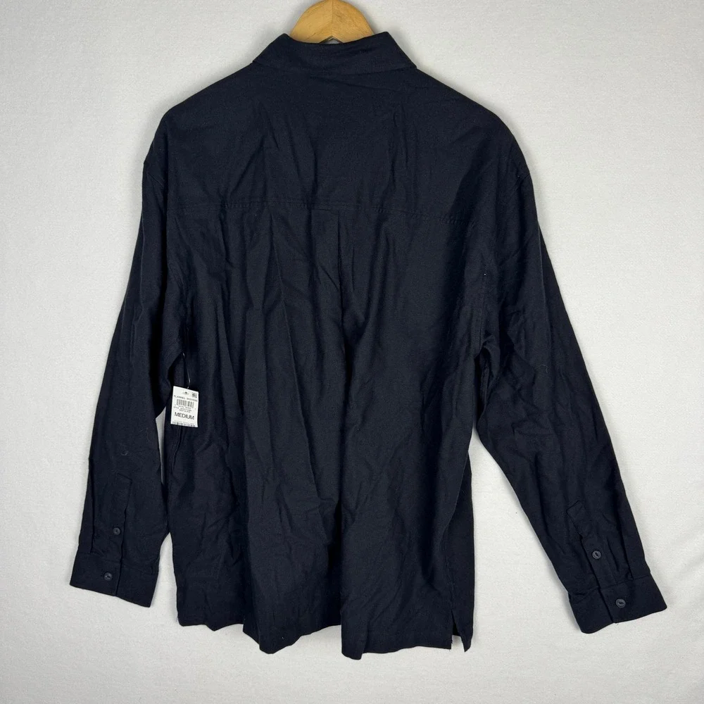 Mode of One Mens Relaxed Fit Flannel Shirt Deep Black 100197730MN Medium NWT